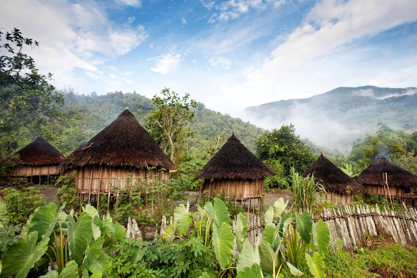 A traditional hut in an Indonesian mountain village