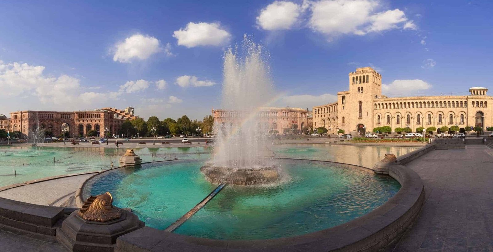 The fountain on a central square of the city of Yerevan in Armenia