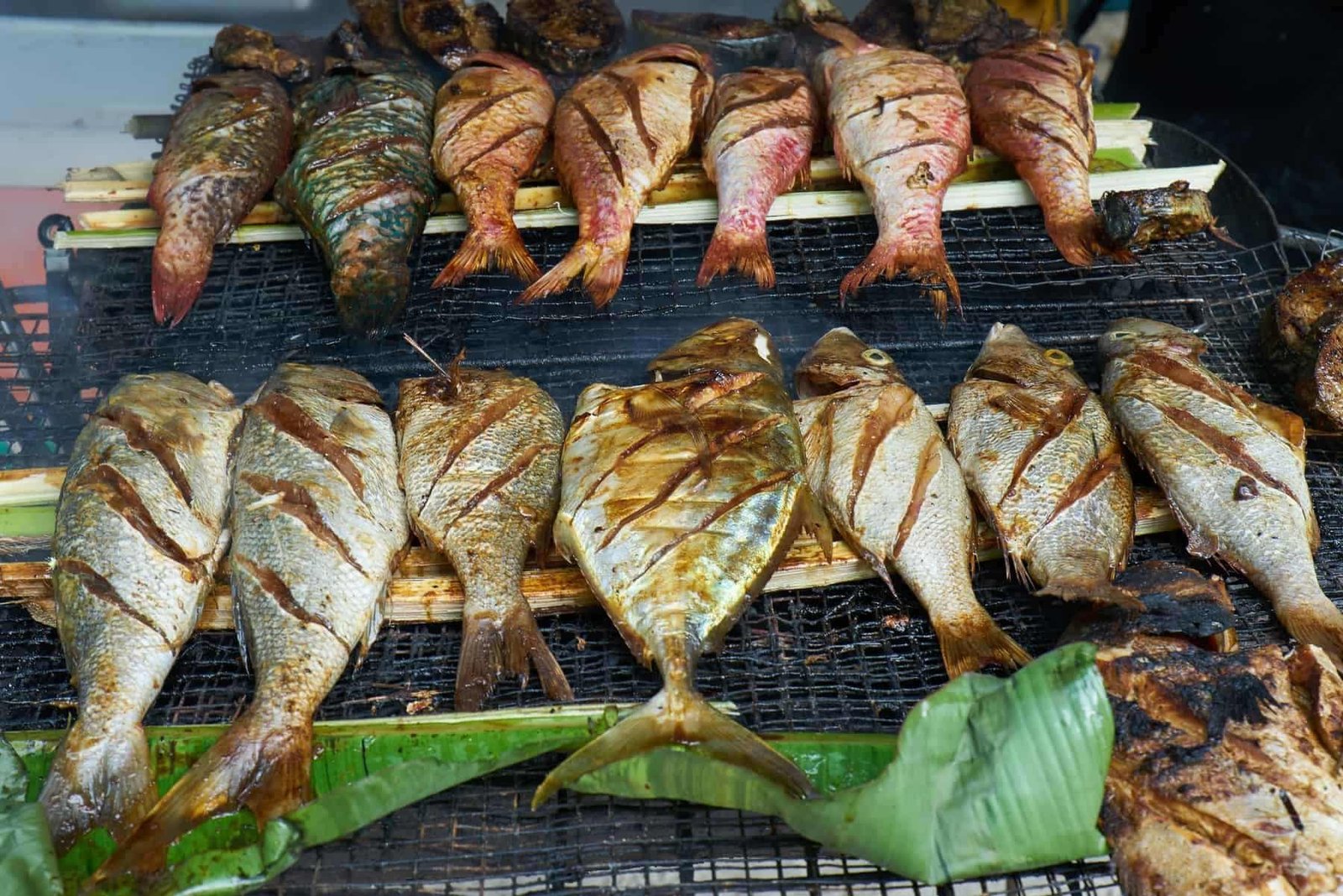 Grilled fresh seafood in local market, Mahé - Seychelles Island