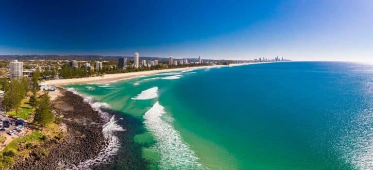 Burleigh Heads - a famous surfing beach suburb on the Gold Coast, Queensland, Australia