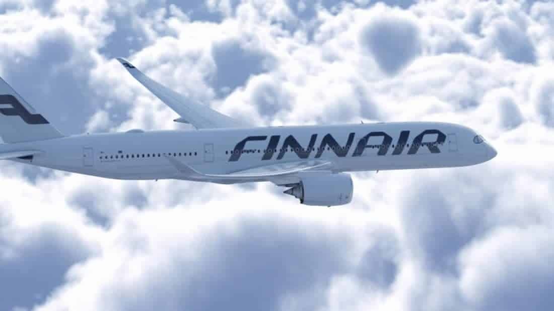 Finnair airplane in the air