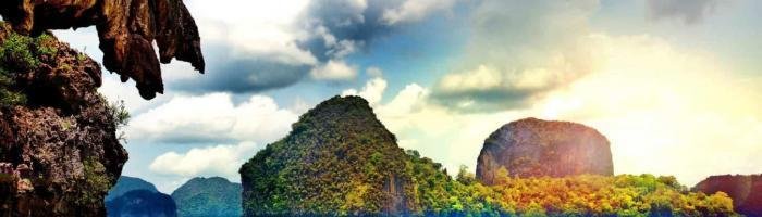 Beautiful beach landscape in Thailand. Phang Nga Bay, Andaman Sea, Phuket. Travel