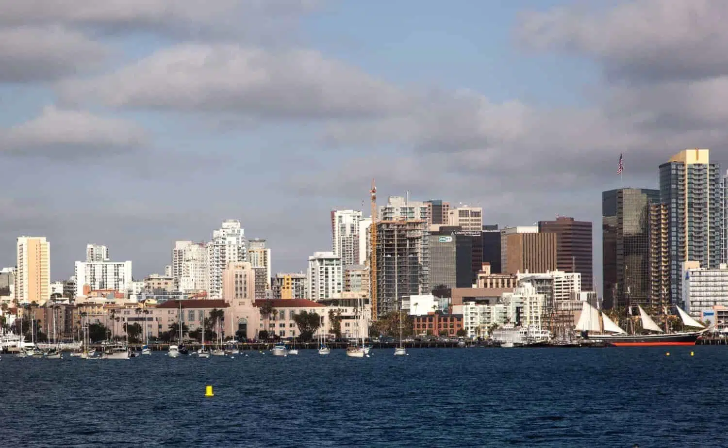 San Diego. Looking across the harbor to the beautiful San Diego skyline