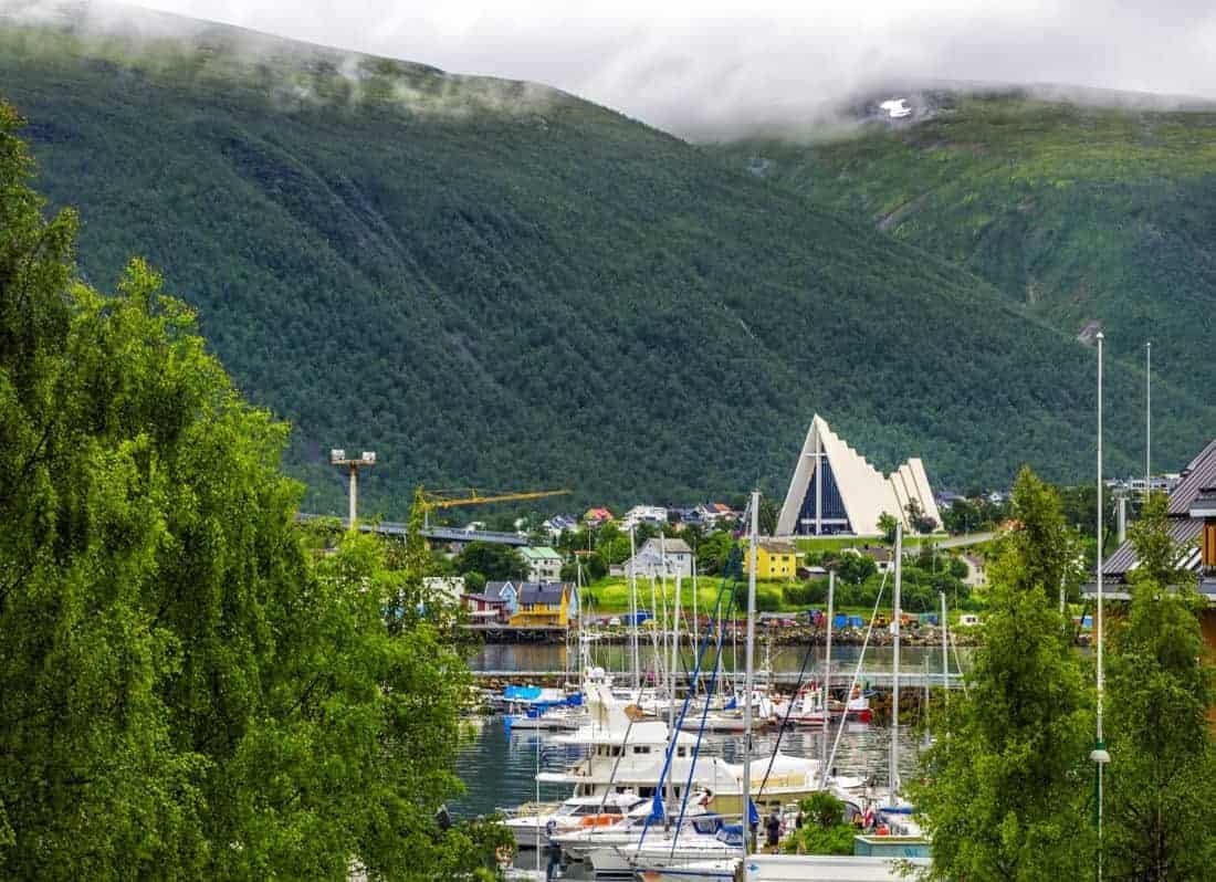 Arctic cathedral in Tromso city in northern Norway. Tromso is considered the northernmost city in the world with a population above 50,000.