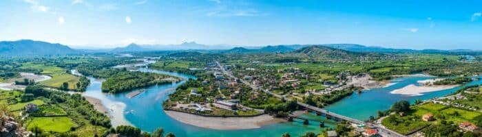 Albania. Panoramic view at Albanian nature from Rozafa Castle