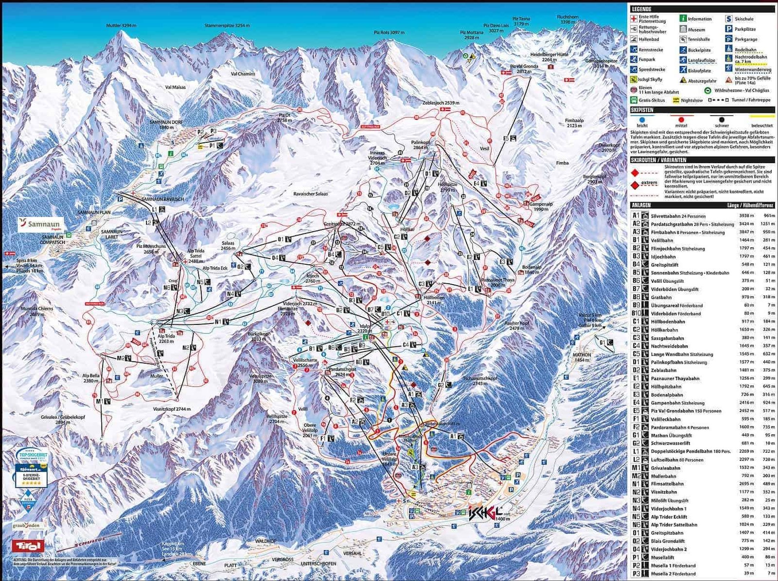 Samnaun Piste map