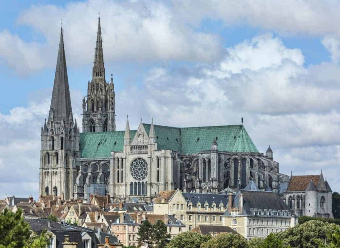Chartres Cathedral is located in Chartres 80 km southwest of Paris and is considered to be one of the most prestigious Gothic buildings in France.