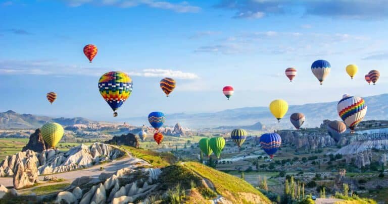 The great tourist attraction of Cappadocia - balloon flight. Cap. Famous, anatolia.