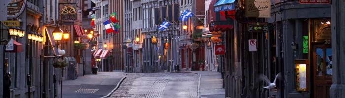 St Paul street in Old Montreal in the early morning.