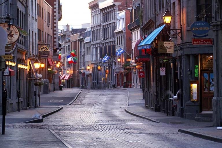 St Paul street in Old Montreal in the early morning.