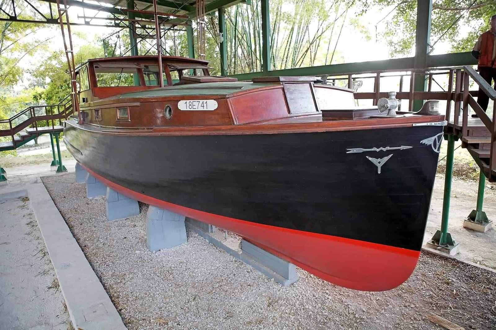 Pilar display at the Finca Vigia . Pilar was the hemingway'boat. It was acquired in the 1934. Finca Vigia was the home of Hernest Hemingway in the suburb of the Havana, Cuba. Now the Finca Vigia is a museum