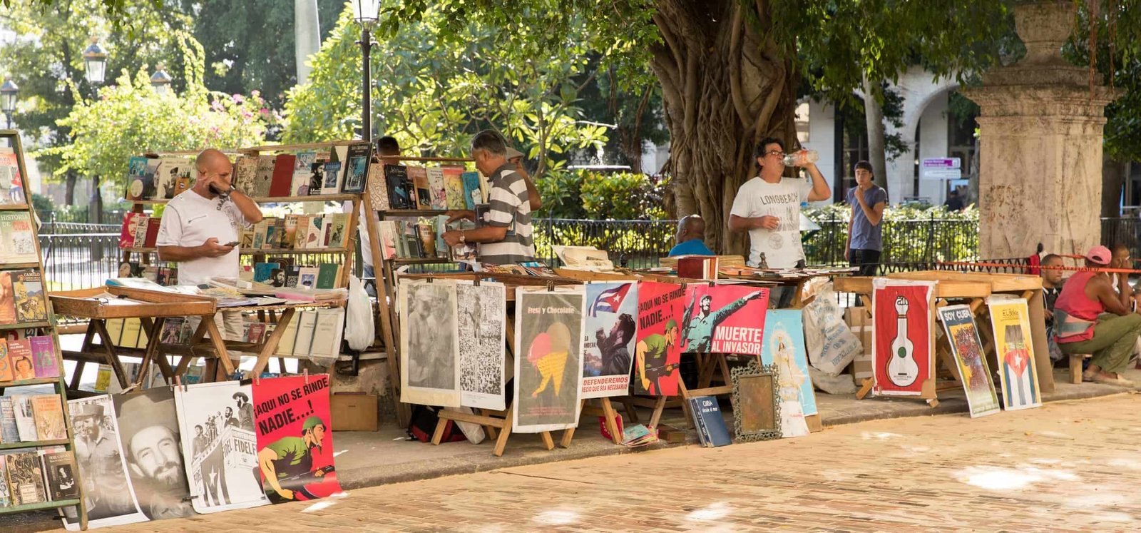 Booksellers near Plaza de la Catedral in Old Havana, Cuba - October 24, 2016