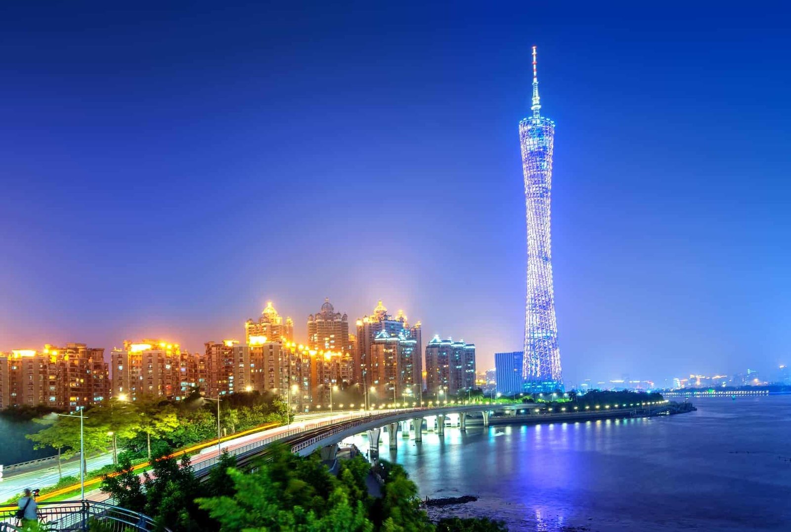  View of Canton tower (600m) in Guangzhou. One of the most famous landmark in Guangzhou city.
