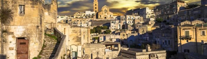 impressive ancient Matera over sunset. Italy, Basilicata
