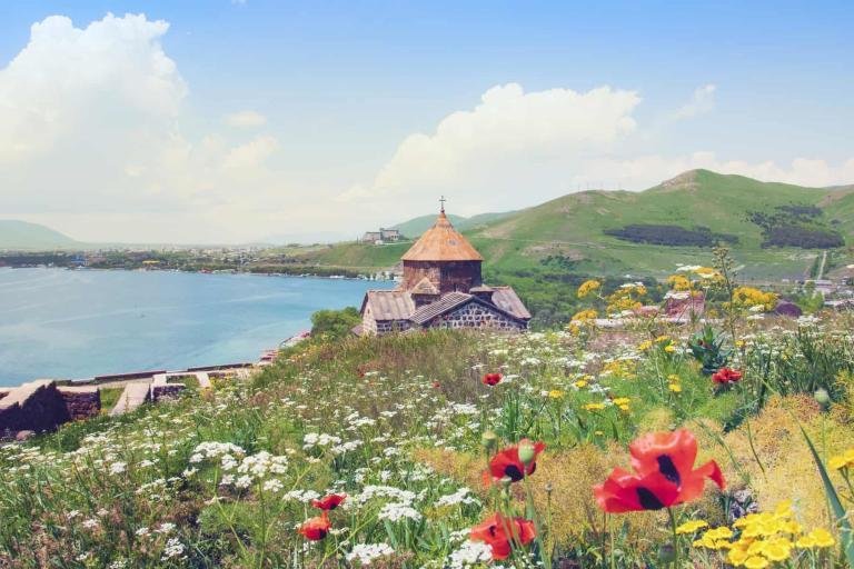 Travel highlights in Armenia.Lake Sevan and monestary