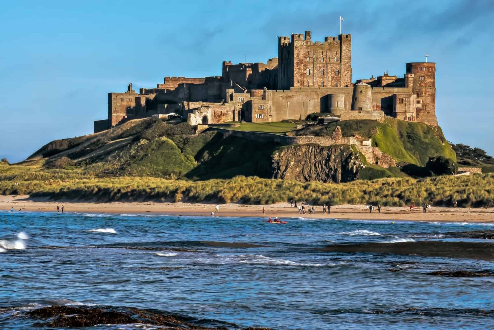 BAMBURGH, NORTHUMBERLAND View of Bamburgh Castle in Northumberland on 
