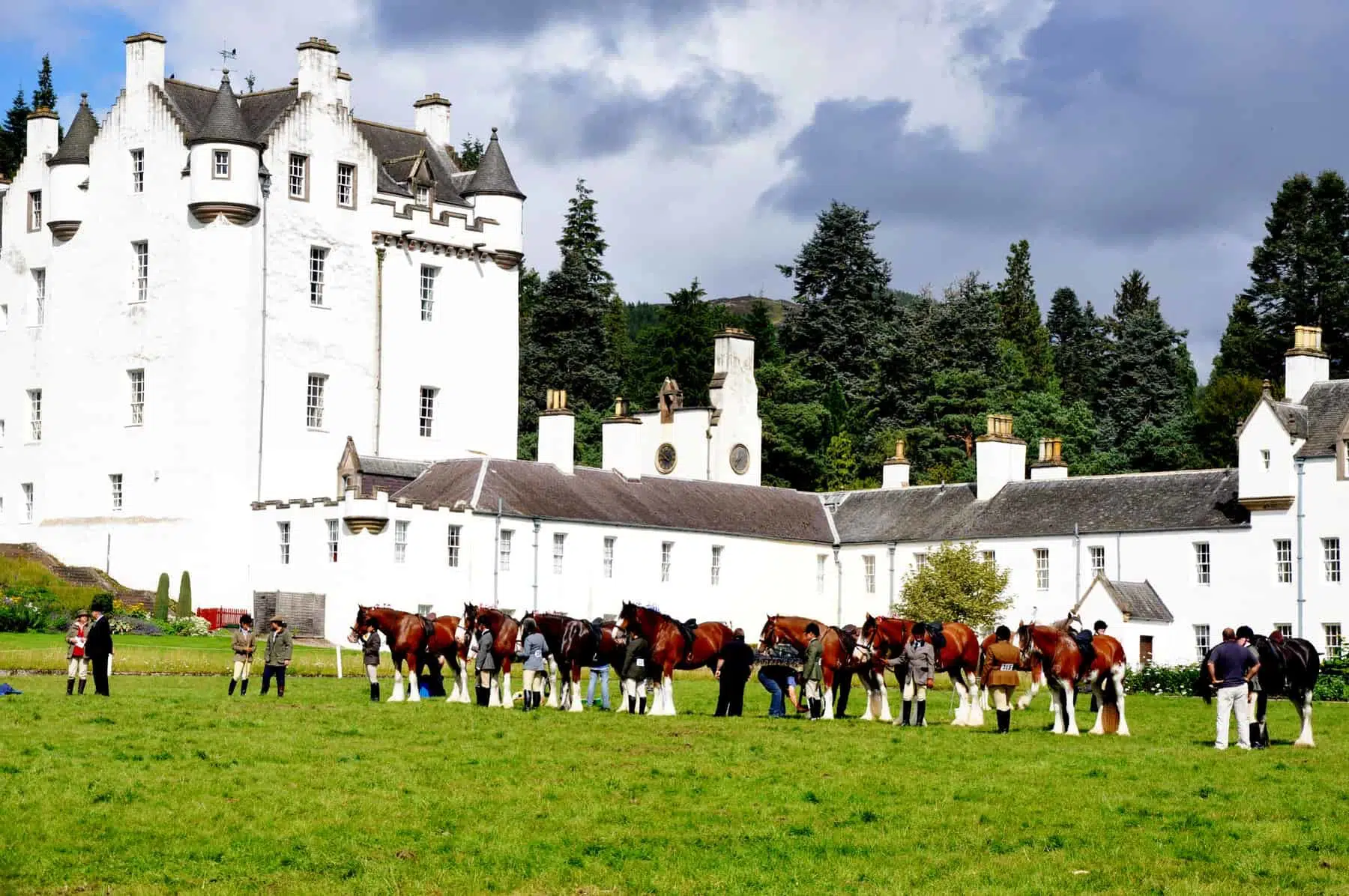 In August, Blair Castle in Scotland hosts a country fair with horse trials.
