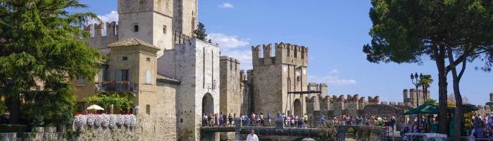 Castello Scaligero in Sirmione on Lake Garda, Lombardy, Italy, Europe