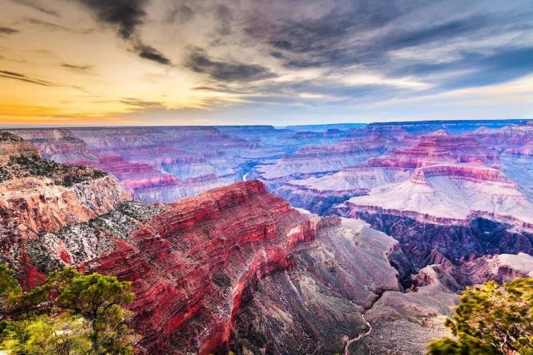 15 top places to visit in the US.Grand Canyon, Arizona, USA at dusk from the south rim.