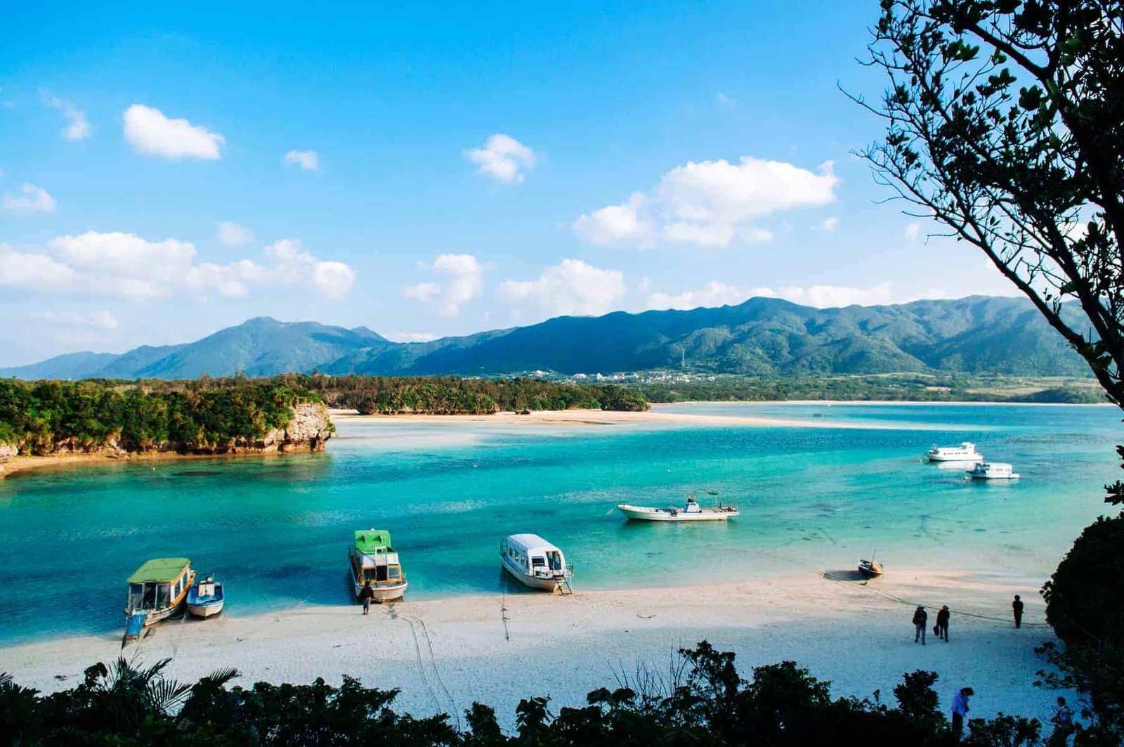 Very beautiful tropical sea with white sand beach crystal clear turquoise water at Kabira Bay, Ishigaki island, Okinawa, Japan.
