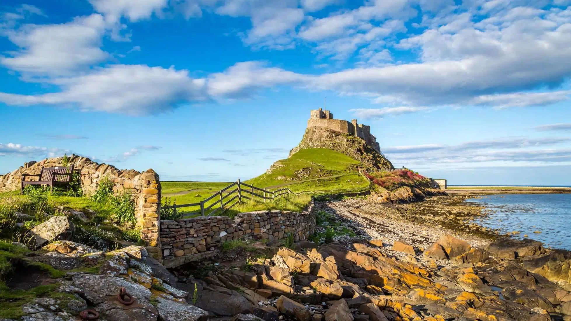 Lindisfarne Castle on the Northumberland coast, Northumberland, England