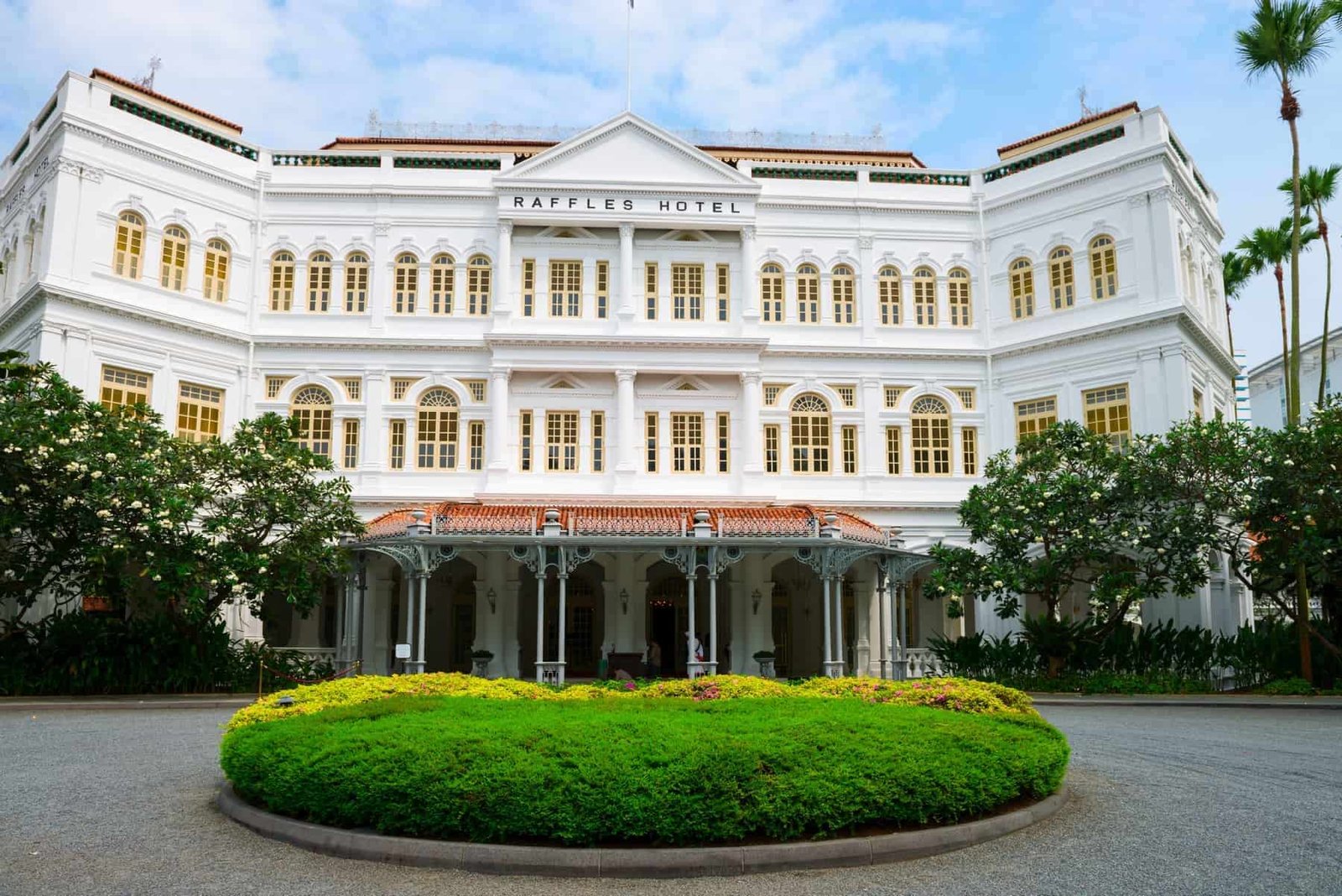 The Raffles Hotel in Singapore, main entrance. Now totally renovated
