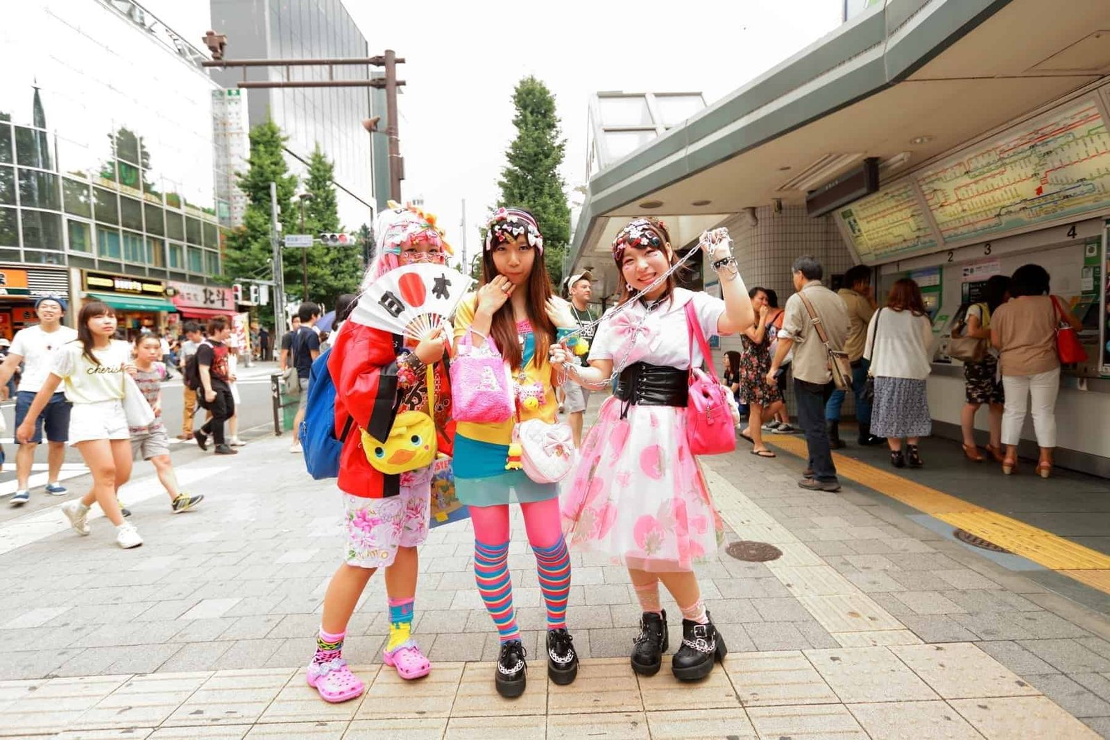 Every Sunday each week, teens and young adults meet in Harajuku to show off a variety of clothing styles in Tokyo, Japan. Also known as Harajuku fashion.