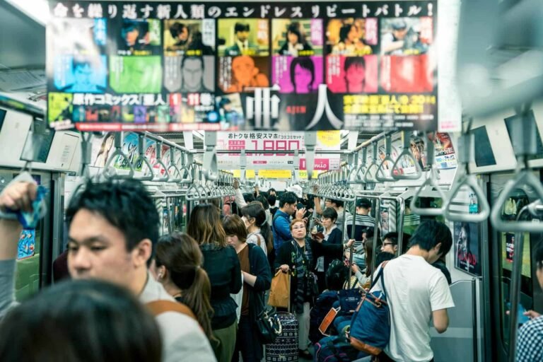 Tokyo, Japan, October 2017: People in the metro train subway in Tokyo City, Japan