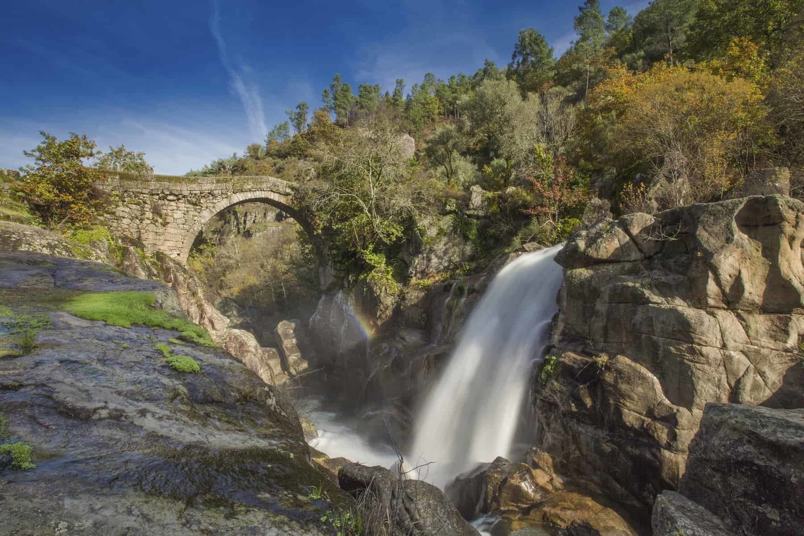 Misarela Bridge aka Ponte da Misarela in Gerês, Portugal. Devil´s bridge aka Ponte do Diabo, Mizarela.