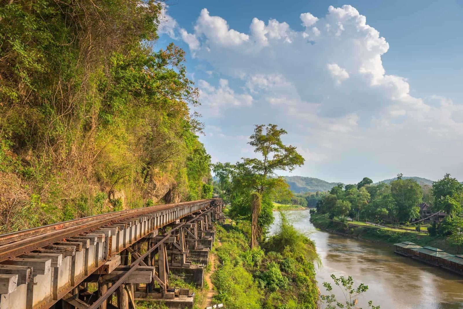 Death Railway and Bridge of Death at River Kwai, was built by the Empire of Japan in 1943, on World War 2 in Kanchanaburi, Thailand.