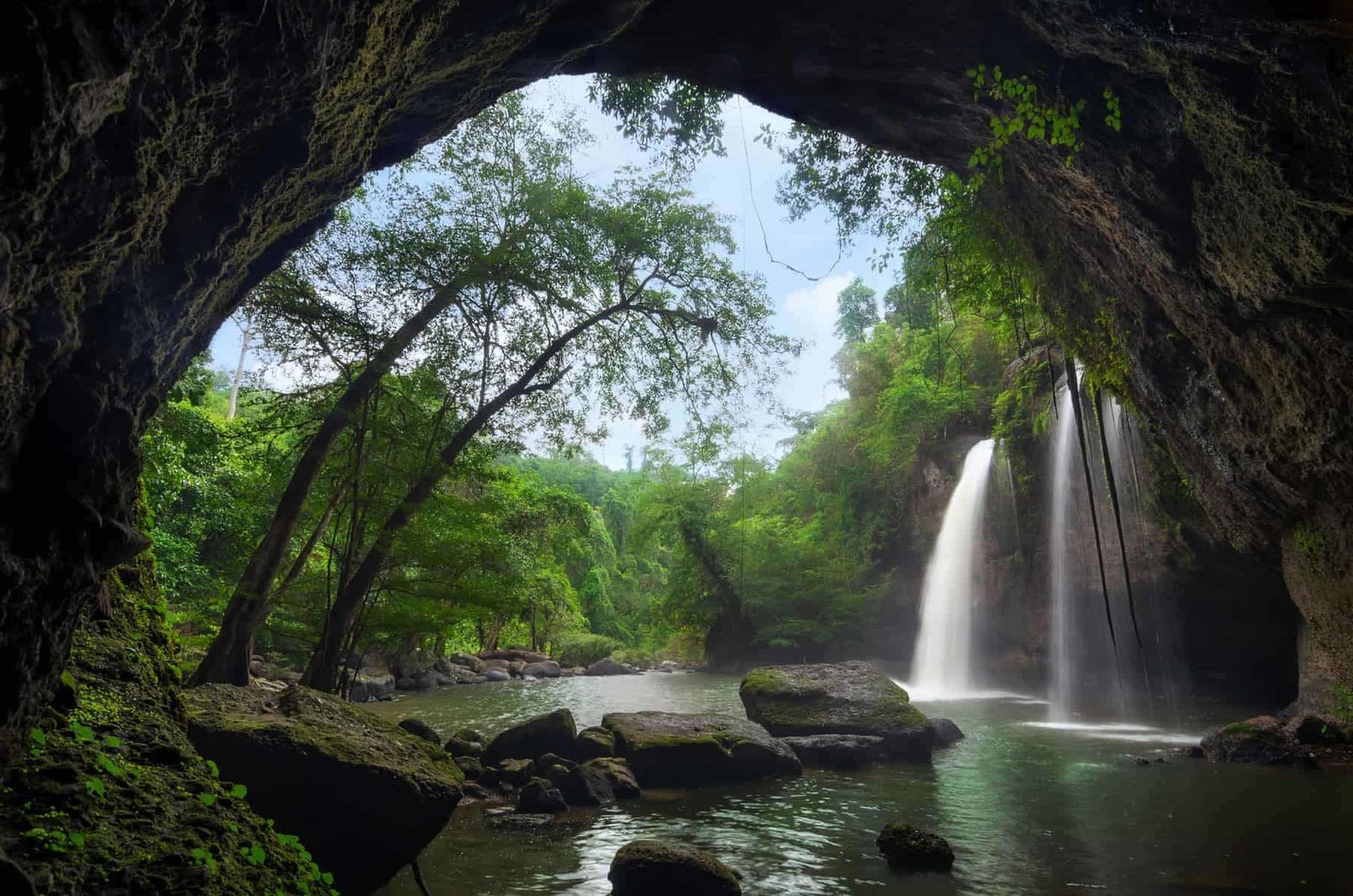 Cave in Heo Suwat Waterfall Khao Yai National Park in Thailand