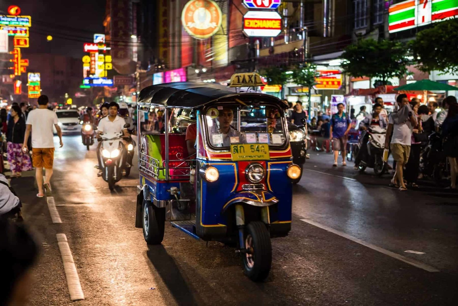 Tuk-tuk on Chinatown street Bangkok, Thailand