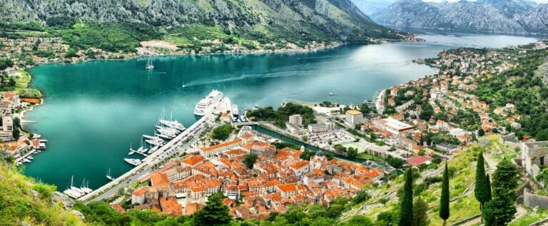 Panoramic view of Kotor bay, Montegro