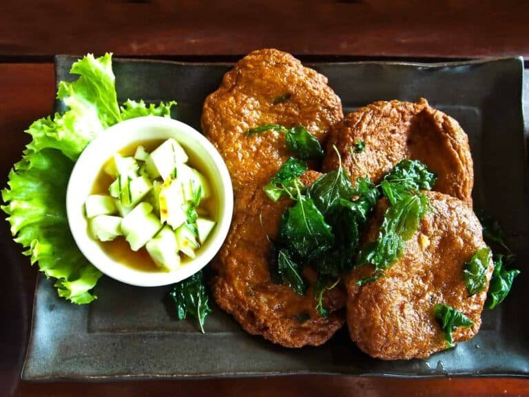 Thai Food Fish Cake (Tod Mun Pla Krai) , traditional thai cuisine, shallow depth of field