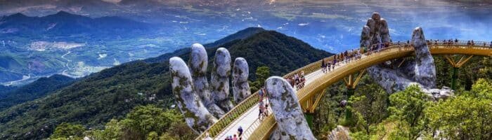 the golden bridge Danang from the air