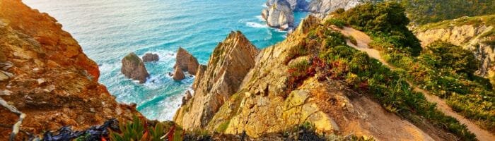 Portugal Ursa Beach sunset at Atlantic ocean