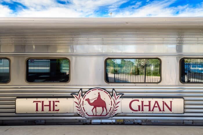 Vacations by train. The Ghan train in Adelaide