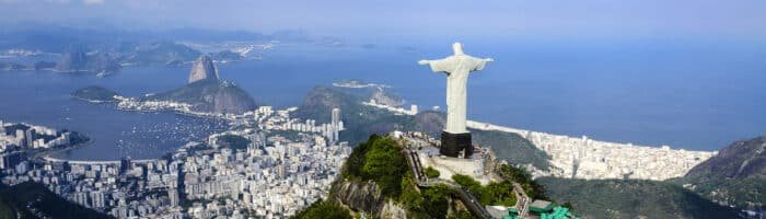 The statue of Christ the Redeemer (Cristo Redentor) at Corcovado in Rio De Janeiro in Brazil - South America.