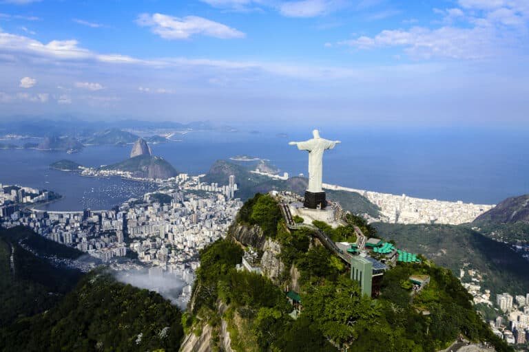 The statue of Christ the Redeemer (Cristo Redentor) at Corcovado in Rio De Janeiro in Brazil - South America.