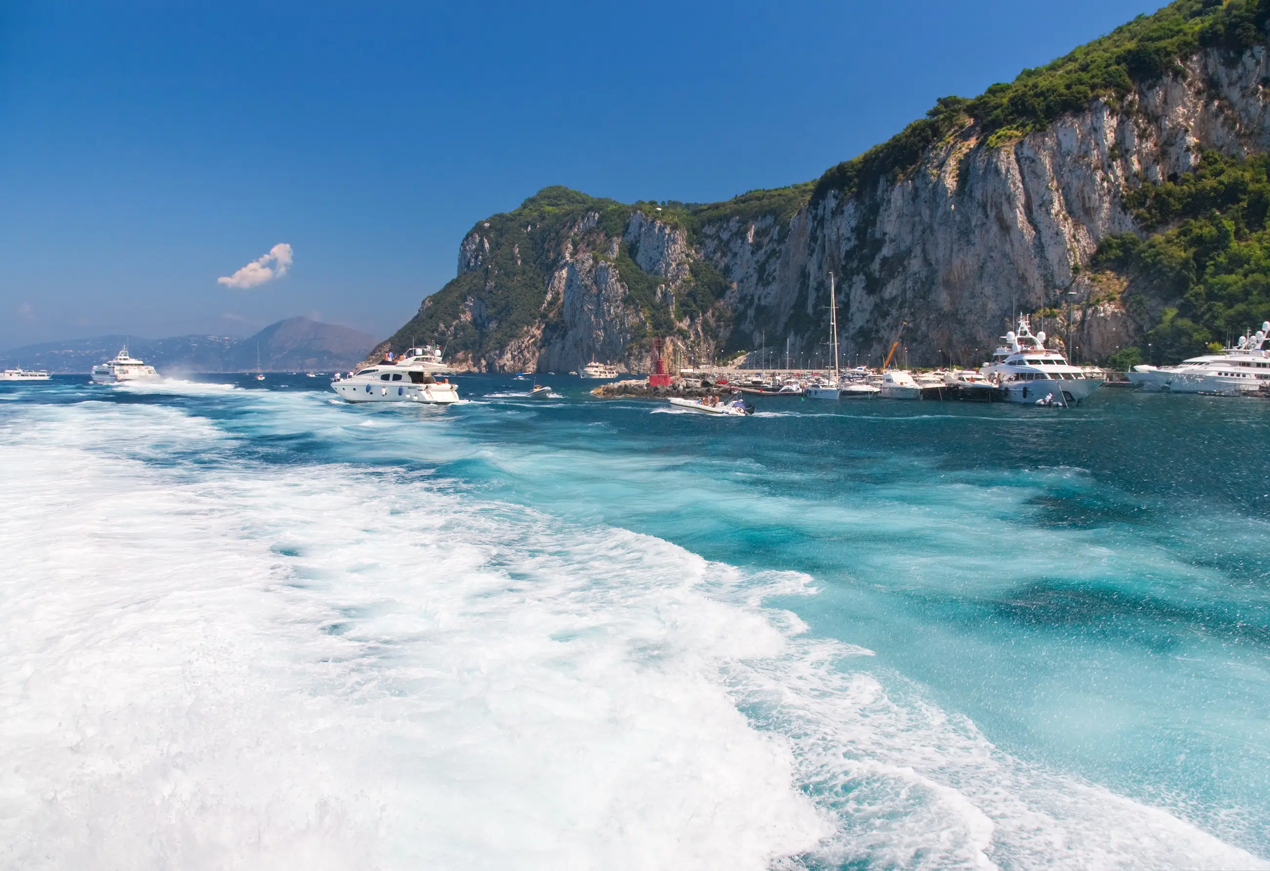 Capri island in Italy. View from the ship.