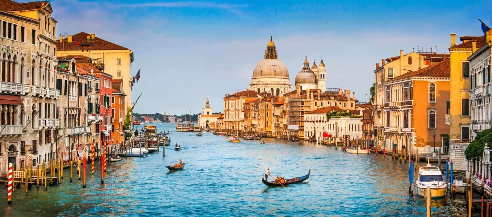 Venice, Canal Grande panorama at sunset, romance