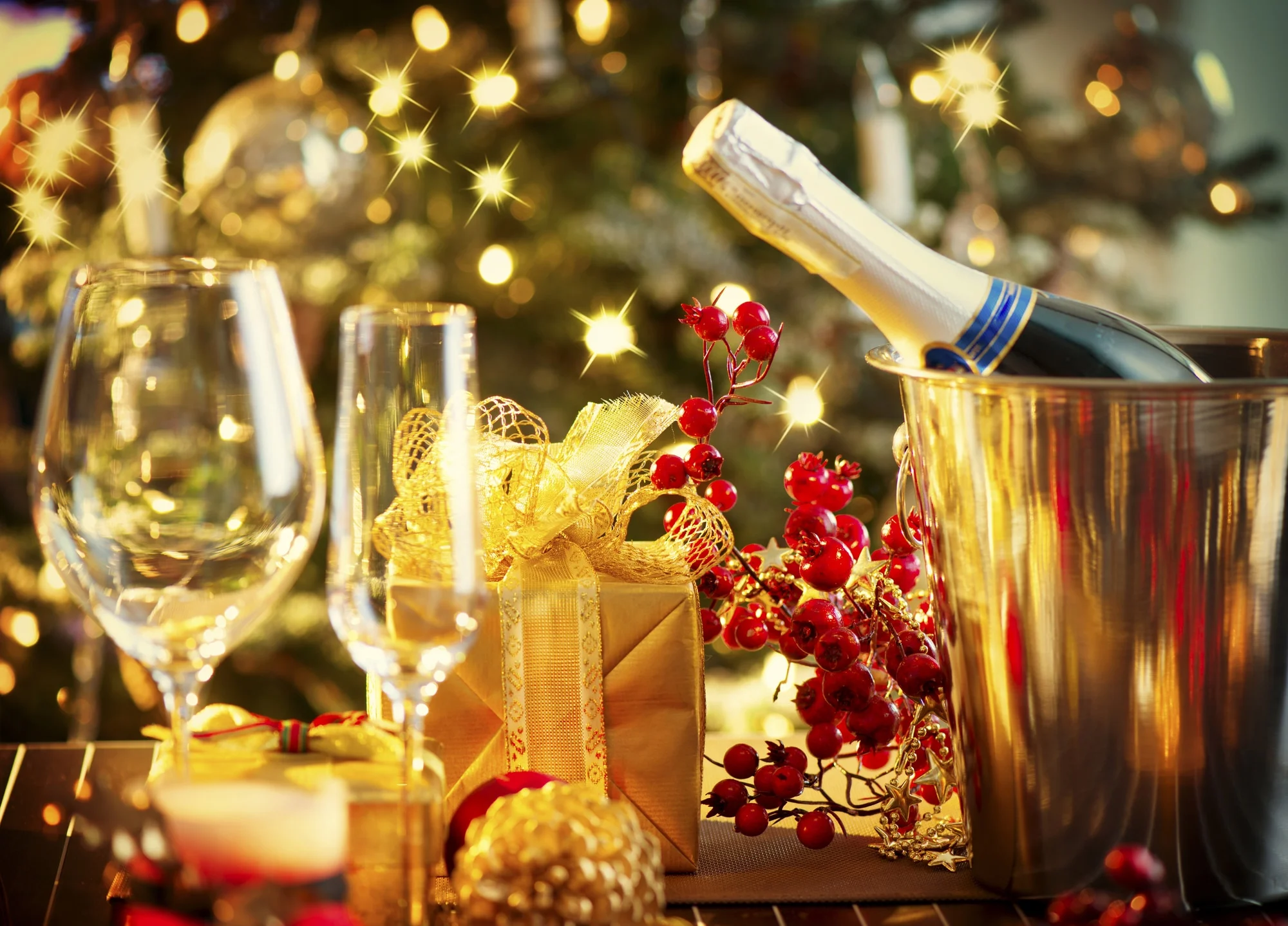 Christmas And New Year Holiday Table Setting. Celebration