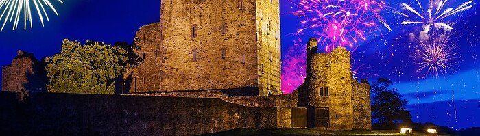 Fireworks over the Ross Castle; Ireland