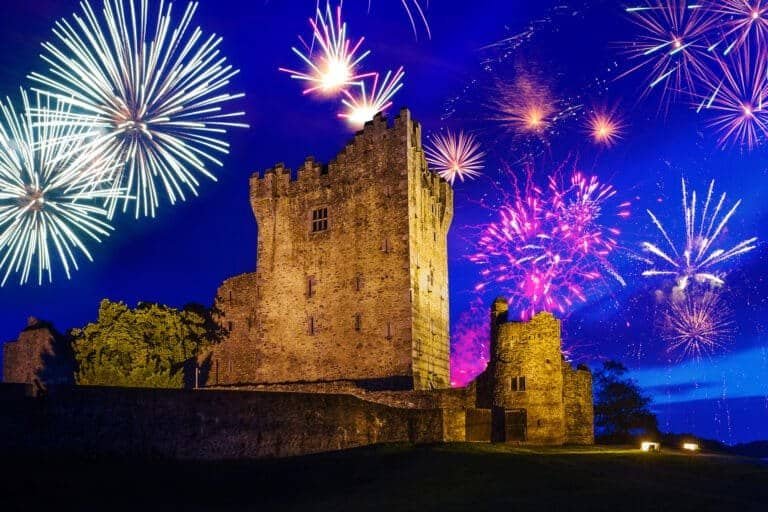 Fireworks over the Ross Castle; Ireland
