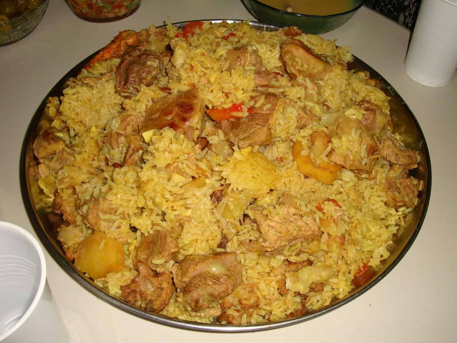 Makluba, an upside-down rice and vegetable dish. Middle East food
