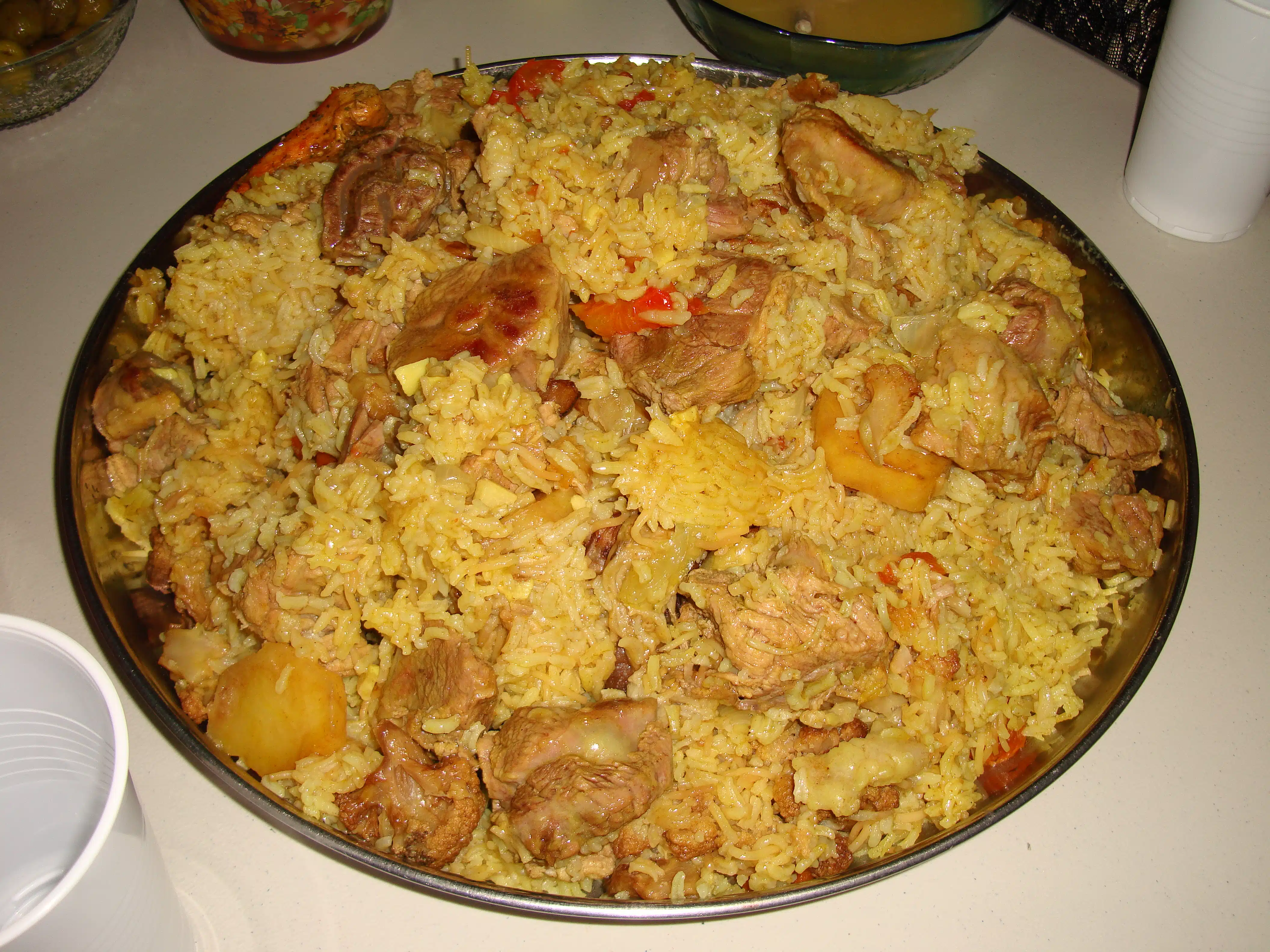 Makluba, an upside-down rice and vegetable dish. Middle East food