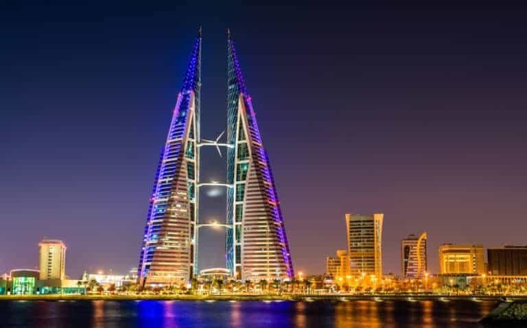 Manama dominated by the World Trade Center Building. Bahrain