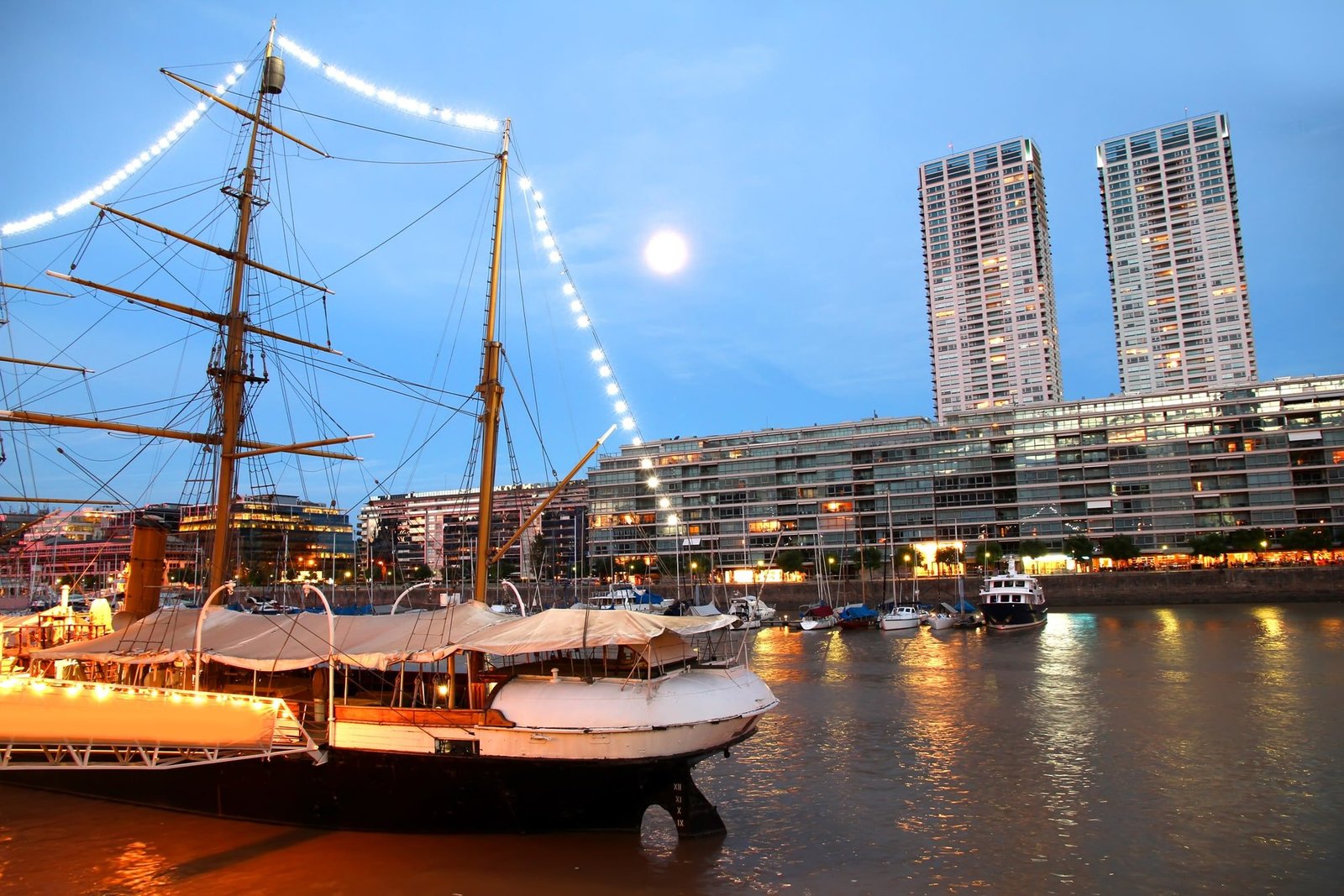 Night shot of the Puerto Madero in Buenos Aires, Argentina, South america.