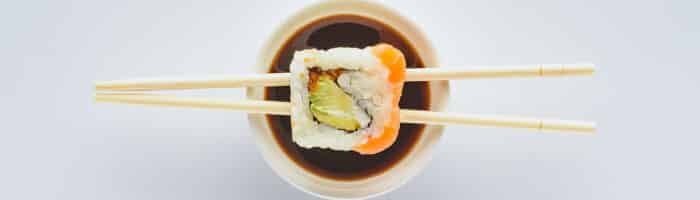Japanese food. Sushi and chop sticks