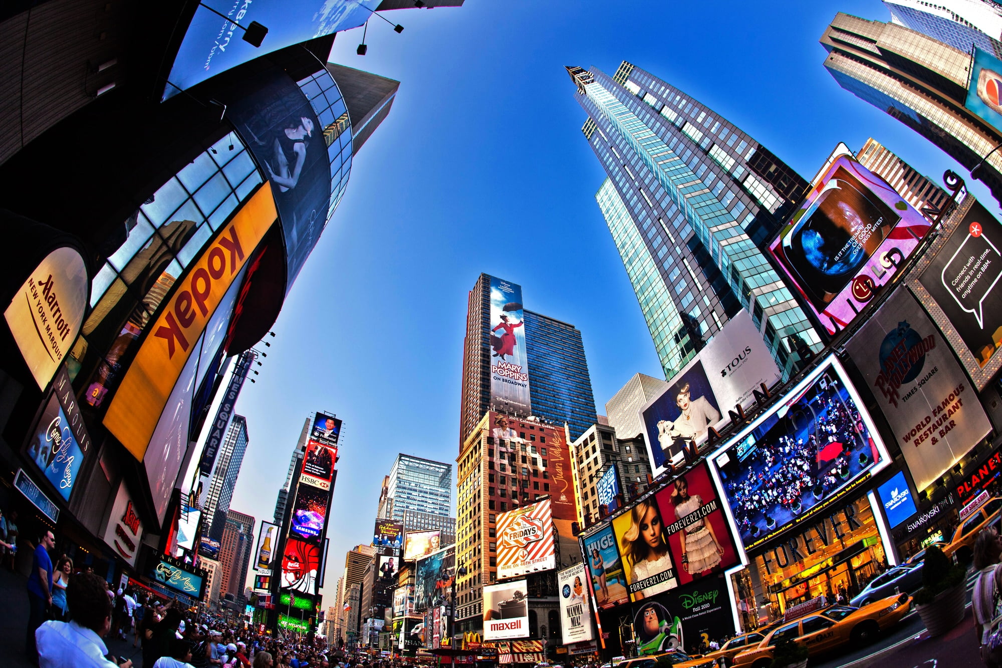 Times Square is a symbol of New York City and the skyscrapers